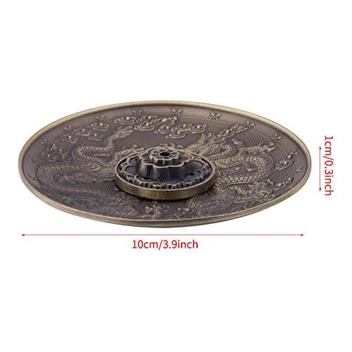  인센스스틱 TOPINCN Incense Holder Zinc Alloy Incense Stick Burner Dragon Pattern Censer Plate with Ash Catcher for Living Room Bedroom Temple Office Hotel Yoga Studio(Bronze)