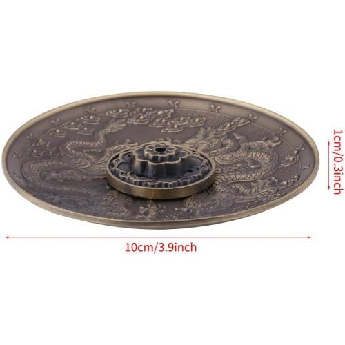  인센스스틱 TOPINCN Incense Holder Zinc Alloy Incense Stick Burner Dragon Pattern Censer Plate with Ash Catcher for Living Room Bedroom Temple Office Hotel Yoga Studio(Bronze)