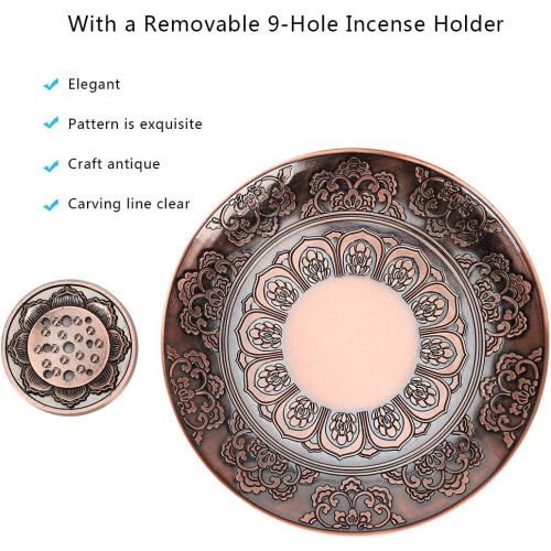  인센스스틱 TOPINCN Incense Burner Tray Antique Copper Incense Stick Holder Incense PlateCatcher Home Buddhist Temple Decor FengShui Decoration