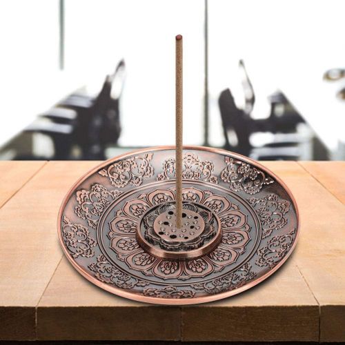  인센스스틱 TOPINCN Incense Burner Tray Antique Copper Incense Stick Holder Incense PlateCatcher Home Buddhist Temple Decor FengShui Decoration