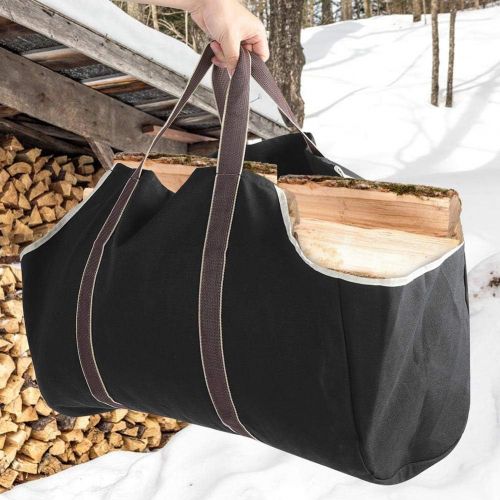  TOPINCN Large Canvas Log Tote Bag Carrier Firewood Carrier Holder Wood Log Carrying Bag for Outdoor Fireplace Stove Accessories