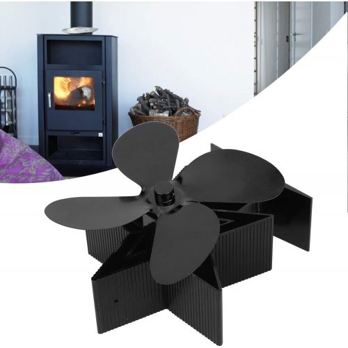  TOPINCN Fireplace Heat Fan Thermal Heat Powered Wood Stove Fan 4 Blade Fireplace Accessory for Heat Distribution(Black)
