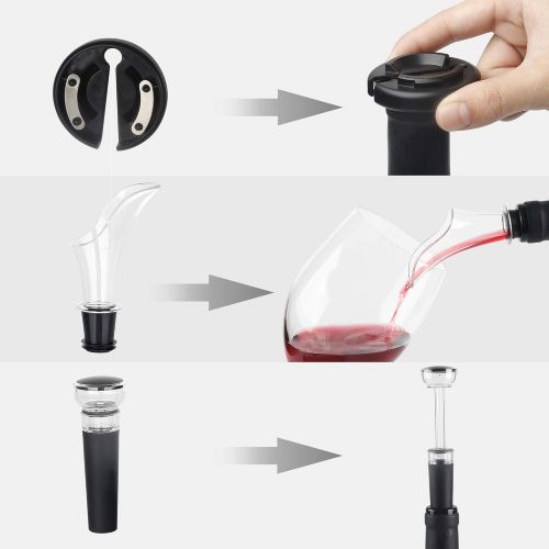  TOPKITCH Electric Wine Opener, Battery-Powered Corkscrew Wine Bottle Opener Automatic Wine Accessories Contains Foil Cutter, Wine Vacuum Pump Stopper, Aerator Pourer Gifts for Wine