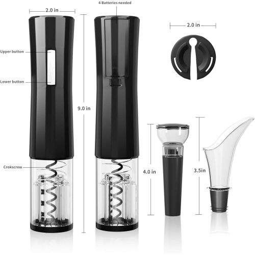  [아마존베스트]TOPKITCH Wine Opener Electric, Battery-Powered Wine Bottle Corkscrew Opener LED Light comes with Foil Cutter, Wine Saver Vacuum Pump Stopper and Aerator Pourer Gifts for Wine Lover