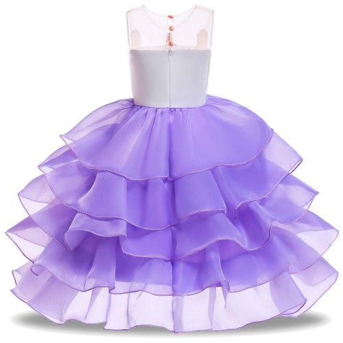  TOPLEE Toddler Girls Unicorn Dress Princess Tulle Rainbow Dress with Unicorn Headband Birthday Wedding Party Age 3-12 Tutu Dress