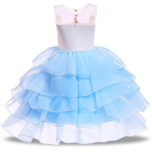  TOPLEE Toddler Girls Unicorn Dress Princess Tulle Rainbow Dress with Unicorn Headband Birthday Wedding Party Age 3-12 Tutu Dress