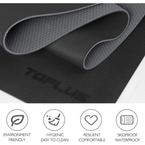  [아마존 핫딜] [아마존핫딜]TOPLUS Yoga Mat - Upgraded Yoga Mat Eco Friendly Non-Slip Exercise & Fitness Mat with Carrying Strap, Workout Mat for All Type of Yoga, Pilates(1/4 inch-1/8 inch)