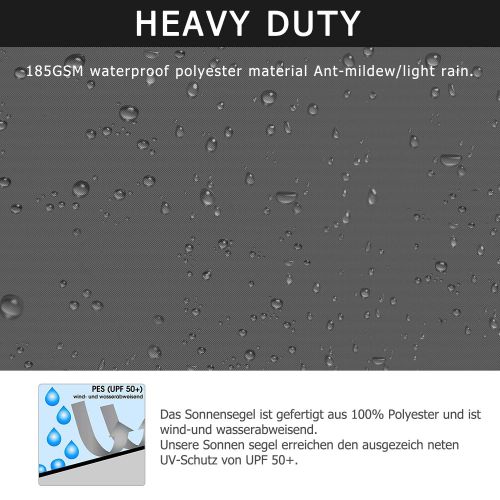 [아마존 핫딜]  [아마존핫딜]TOPLUS Sonnensegel Sonnenschutz Garten Balkon Wetterschutz wasserabweisend 2 * 3m Rechteckig 420D PES UV-Schutz fuer Garten Outdoor,grau (2 * 3m)