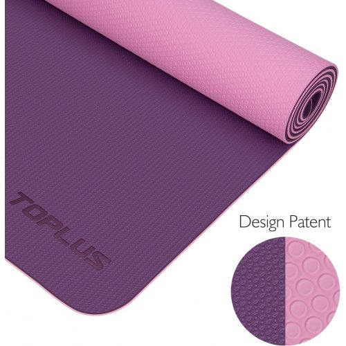  TOPLUS Yoga Mat - Upgraded Yoga Mat Eco Friendly Non-Slip Exercise & Fitness Mat with Carrying Strap, Workout Mat for All Type of Yoga, Pilates(1/4 inch-1/8 inch)