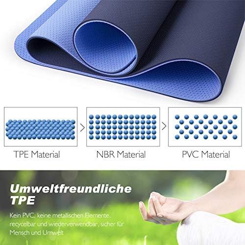  [아마존베스트]TOPLUS Gymnastikmatte, Yogamatte Yogamatte Gepolstert & rutschfest fuer Fitness Pilates & Gymnastik mit Tragegurt-183 x 61 x 0,6cm