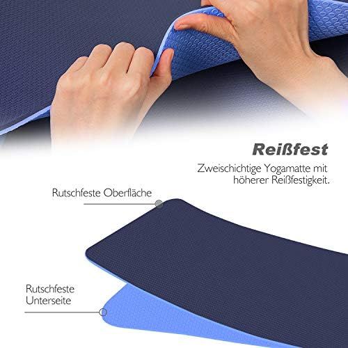  [아마존베스트]TOPLUS Gymnastikmatte, Yogamatte Yogamatte Gepolstert & rutschfest fuer Fitness Pilates & Gymnastik mit Tragegurt-183 x 61 x 0,6cm