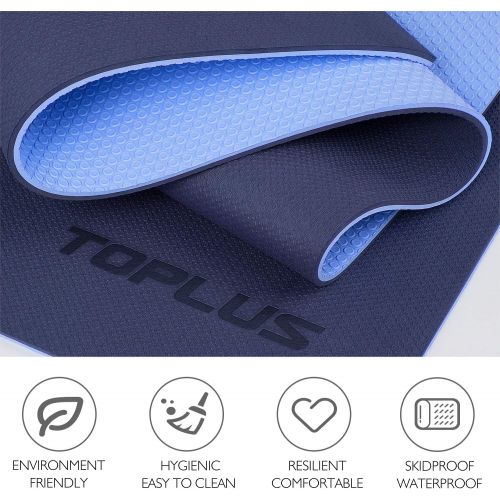  [아마존베스트]TOPLUS Gymnastikmatte, Yogamatte Yogamatte Gepolstert & rutschfest fuer Fitness Pilates & Gymnastik mit Tragegurt-183 x 61 x 0,6cm