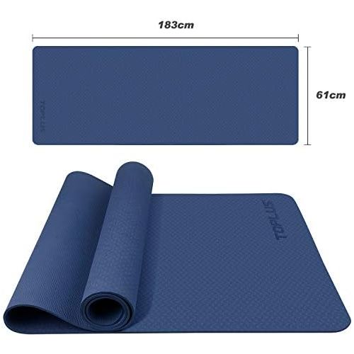  [아마존베스트]TOPLUS Yoga Mat, Gym Mat, Training Mat, Exercise Mat with Carry Strap, Non-Slip, Good for Beginners Yoga for Fitness, Pilates and Gymnastics, 183 x 61 cm