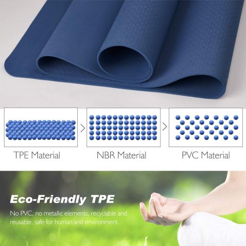  [아마존베스트]TOPLUS Yoga Mat, Gym Mat, Training Mat, Exercise Mat with Carry Strap, Non-Slip, Good for Beginners Yoga for Fitness, Pilates and Gymnastics, 183 x 61 cm