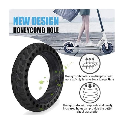  TOPOWN 2 pcs Solid Tire for Xiaomi m365 Electric Scooter gotrax gxl/gotrax XR with 3 Installation Tools, 8.5 inches Electric Scooter Solid Tires gotrax tire replacement with Installation Instructions