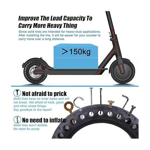  TOPOWN 2 pcs Solid Tire for Xiaomi m365 Electric Scooter gotrax gxl/gotrax XR with 3 Installation Tools, 8.5 inches Electric Scooter Solid Tires gotrax tire replacement with Installation Instructions