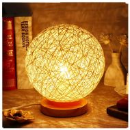 TOPPER SHOW Bedside Table Lamp, Rattan Ball Night Light Energy Saving Mood Light for Living Room Bedroom Home Bookroom Decoration (Warm White)