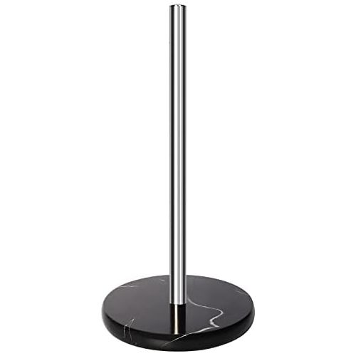  Topsky Paper Towel Holder Stand Countertop - Marble Look Kitchen Standing Rolls Towel Dispenser Stand with Weighted Base for Kitchen Table or Bathroom, Stainless Steel- Black