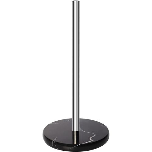  Topsky Paper Towel Holder Stand Countertop - Marble Look Kitchen Standing Rolls Towel Dispenser Stand with Weighted Base for Kitchen Table or Bathroom, Stainless Steel- Black