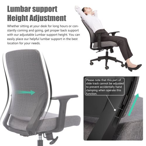  TOPSKY Mid-Back Ergonomic Fabric Office Chair with Adjustable 3D Arm and Lumbar Support (Gray Fabric)