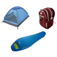 TOPSKY Alpinizmo High Peak USA Summit 0 Sleeping Bag + Monodome 3 Tent & Backpack Combo, Red/Blue, One Size