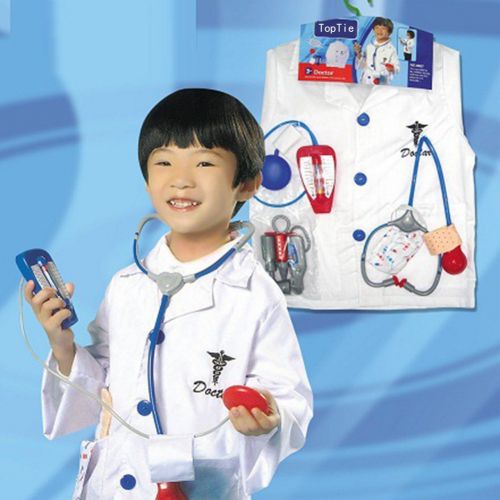  TOPTIE 4 Sets Kids Role Play Costume Doctor Surgeon Police Officer Fire Chief White