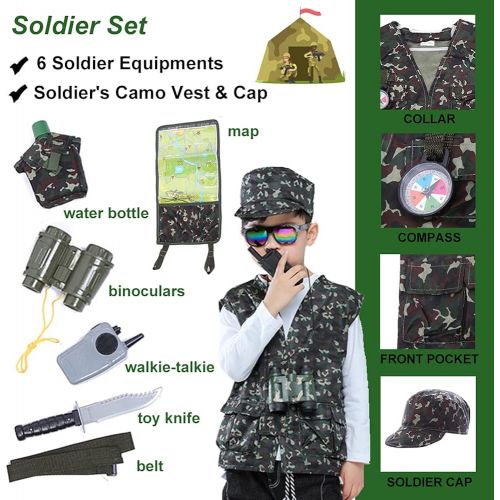  할로윈 용품TOPTIE 6 Sets Pretend Play Halloween Costumes for 3-6 Years Old Kids, Doctor Surgeon Policeman Fire Fighter Soldier Worker