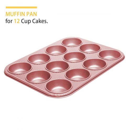  Bakeware Set, TOPTIER 6 Piece Nonstick Baking Pan Sets with Cookie Baking Sheets, Muffin Pan, Loaf Pan, Round Cake Pan, Roasting Pan for Baking | Prime Housewarming & Wedding Gift,