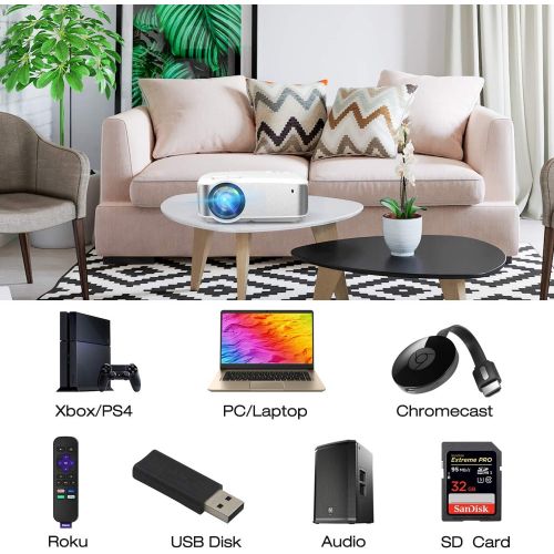  [아마존베스트]Video Projector, TOPVISION Full HD LED Projector with 3600Lux 2019 Upgraded, 60,000 Hrs Home Movie Projector 1080P Supported for Indoor/Outdoor, Compatible with Fire TV Stick, PS4,
