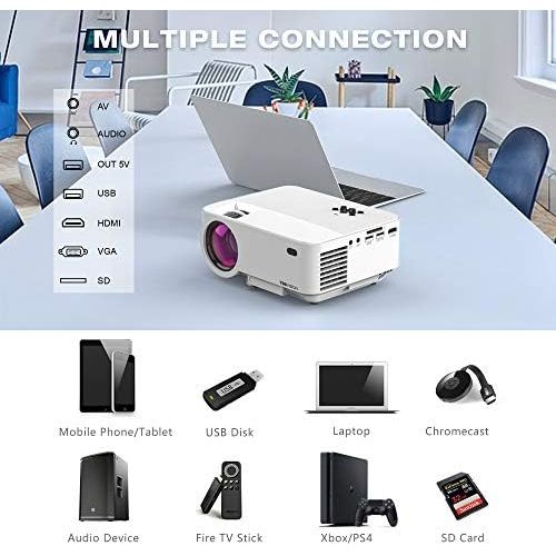  [아마존베스트]TOPVISION Mini Projector with Screen Mirroring, 4500 Lumen Home Cinema Projector Full HD 1080P Video Projector with 180 Inch Display, 60,000 Hours LCD Projector Compatible with HDM