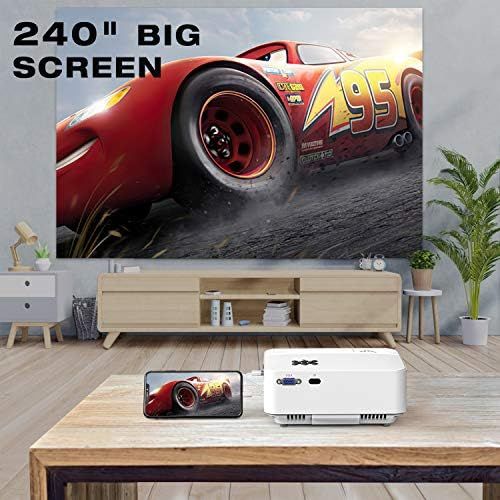  [아마존베스트]TOPVISION Mini Projector with Screen Mirroring, 4500 Lumen Home Cinema Projector Full HD 1080P Video Projector with 180 Inch Display, 60,000 Hours LCD Projector Compatible with HDM