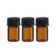 TOPWEL 50pcs 3 ml Amber Glass Essential Oil Bottle with Orifice Reducer and cap (50)