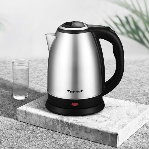  Topwit Electric Kettle Hot Water Kettle, Upgraded, 2 Liter Stainless Steel Coffee Kettle & Tea Pot, Water Warmer Cordless with Fast Boil, Auto Shut-Off & Boil Dry Protection
