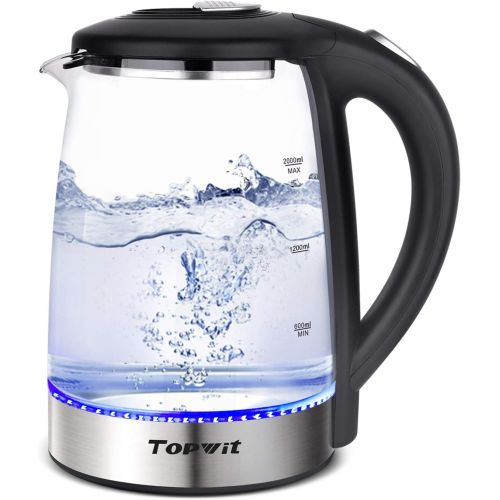  [아마존베스트]Topwit Electric Kettle Glass Hot Water Kettle, Upgraded, 2L Water Warmer Cordless, Stainless Steel Lid & Bottom, Tea Kettle with Fast Heating, Auto Shut-Off & Boil Dry Protection