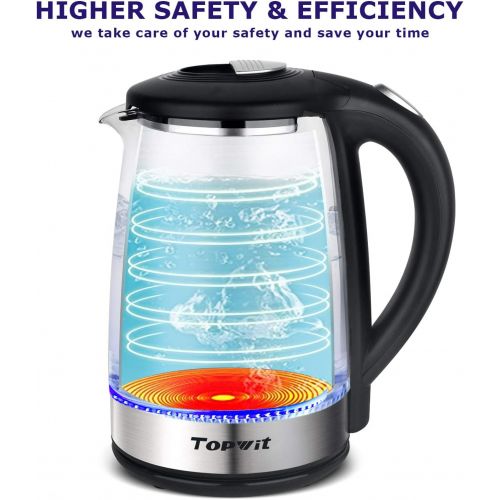  [아마존베스트]Topwit Electric Kettle Glass Hot Water Kettle, Upgraded, 2L Water Warmer Cordless, Stainless Steel Lid & Bottom, Tea Kettle with Fast Heating, Auto Shut-Off & Boil Dry Protection