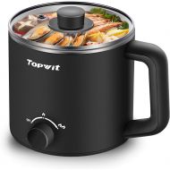 [아마존베스트]Topwit Electric Hot Pot, Mini Ramen Cooker, 1.6L Noodles Pot, Multifunctional Electric Cooker for Pasta, Shabu-Shabu, Oatmeal, Soup and Egg with Over-Heating Protection, Boil Dry P