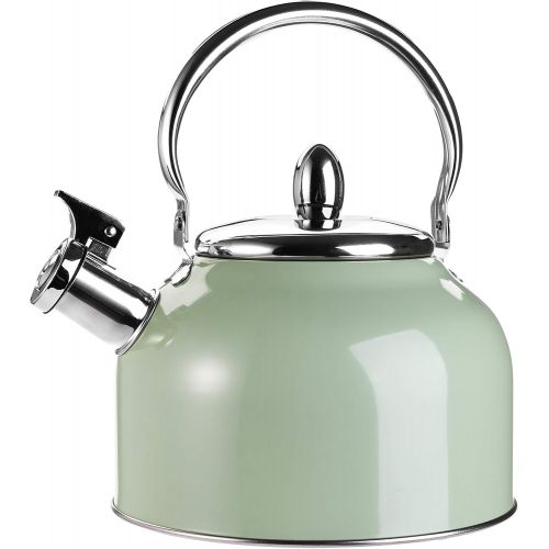  TOPZEA Tea Kettle with Handle, 3.2 Quart Stainless Steel Whistling Teapot Stove Top Tea Kettle for Heating Water, Fast Boiling Water Teakettle, Green