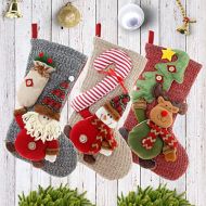 TOPZEA 3 Pack Christmas Stockings, 18 Inch Large Classic Christmas Stockings Fireplace Hanging Stocking with 3D Xmas Character Santa Snowman Reindeer, Christmas Ornaments Decoratio