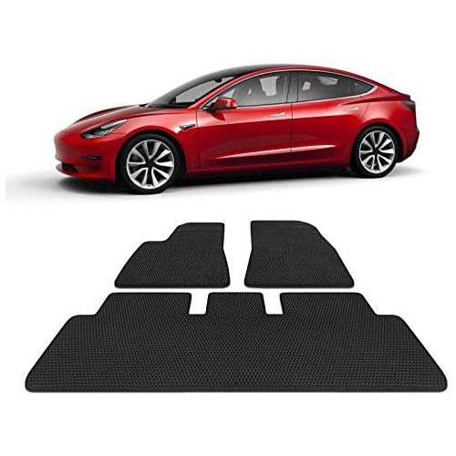  [아마존 핫딜]  [아마존핫딜]TOPlight Tesla Model 3 All Weather Waterproof Floor Mats Set 3 Piece Set - Heavy Duty - Black Rubber Environmental Materials Car Carpet for Tesla Model 3