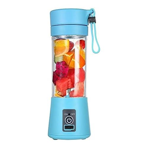  [아마존베스트]TOPmountain USB Rechargeable Juice Bowl, Mini Portable Electric 6 Sided Juice Cup Smoothies Blender Fruit Mixer - Blue