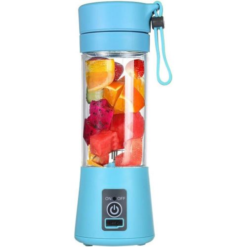  [아마존베스트]TOPmountain USB Rechargeable Juice Bowl, Mini Portable Electric 6 Sided Juice Cup Smoothies Blender Fruit Mixer - Blue