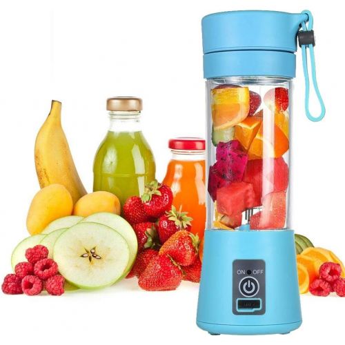  [아마존베스트]TOPmountain USB Rechargeable Juice Bowl, Mini Portable Electric 6 Sided Juice Cup Smoothies Blender Fruit Mixer - Blue