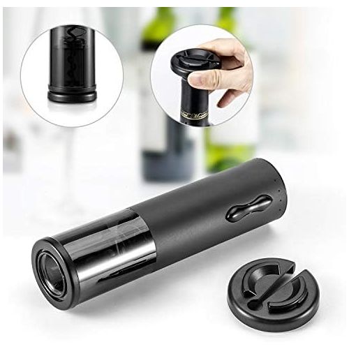  [아마존베스트]TOQIBO Electric Corkscrew, 6 Seconds Automatic Bottle Opener Cordless Wine Opener, Wine Bottle Opener Set with Wine Foil Cutter & Vacuum Stopper & Supplied USB Charging Cable (Blac