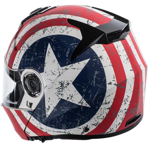  TORC T27 Avenger Full Face Modular Helmet with Rebel Star Graphics (Flat White, X-Large)