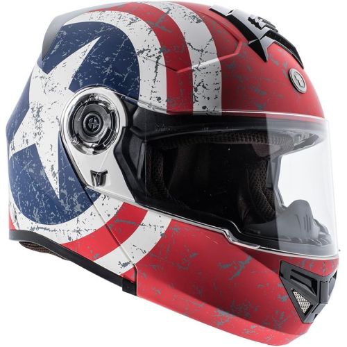  TORC T27 Avenger Full Face Modular Helmet with Rebel Star Graphics (Flat White, X-Large)