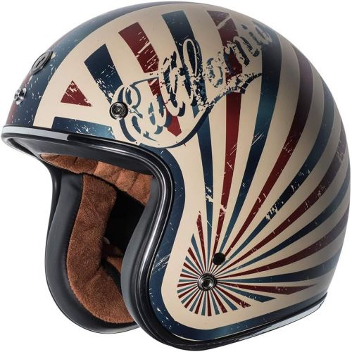  TORC unisex-adult open-face-helmet-style T50 Route 66 34 Helmet (with PCH Graphic) (Flat White,Large), 1 Pack