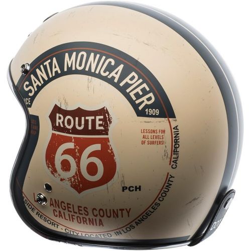  TORC unisex-adult open-face-helmet-style T50 Route 66 34 Helmet (with PCH Graphic) (Flat White,Large), 1 Pack