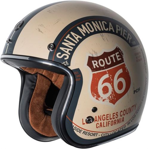  TORC unisex-adult open-face-helmet-style T50 Route 66 34 Helmet (with PCH Graphic) (Flat White,Large), 1 Pack