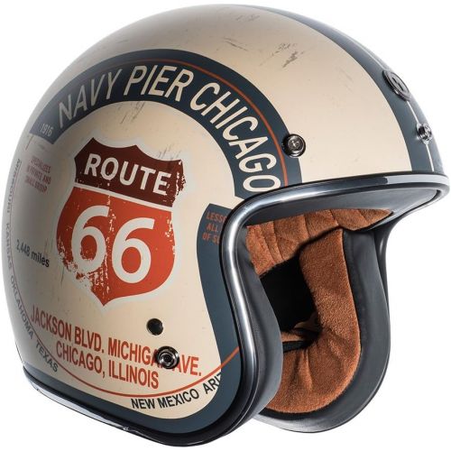  TORC unisex-adult open-face-helmet-style T50 Route 66 34 Helmet (with PCH Graphic) (Flat White,Large), 1 Pack