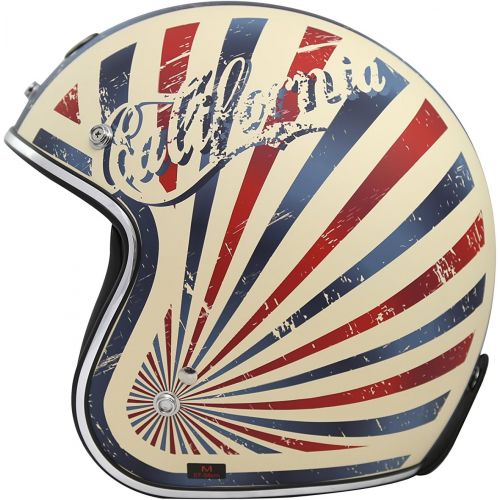  TORC unisex-adult open-face-helmet-style T50 Route 66 34 Helmet (with PCH Graphic) (Flat White,Large), 1 Pack